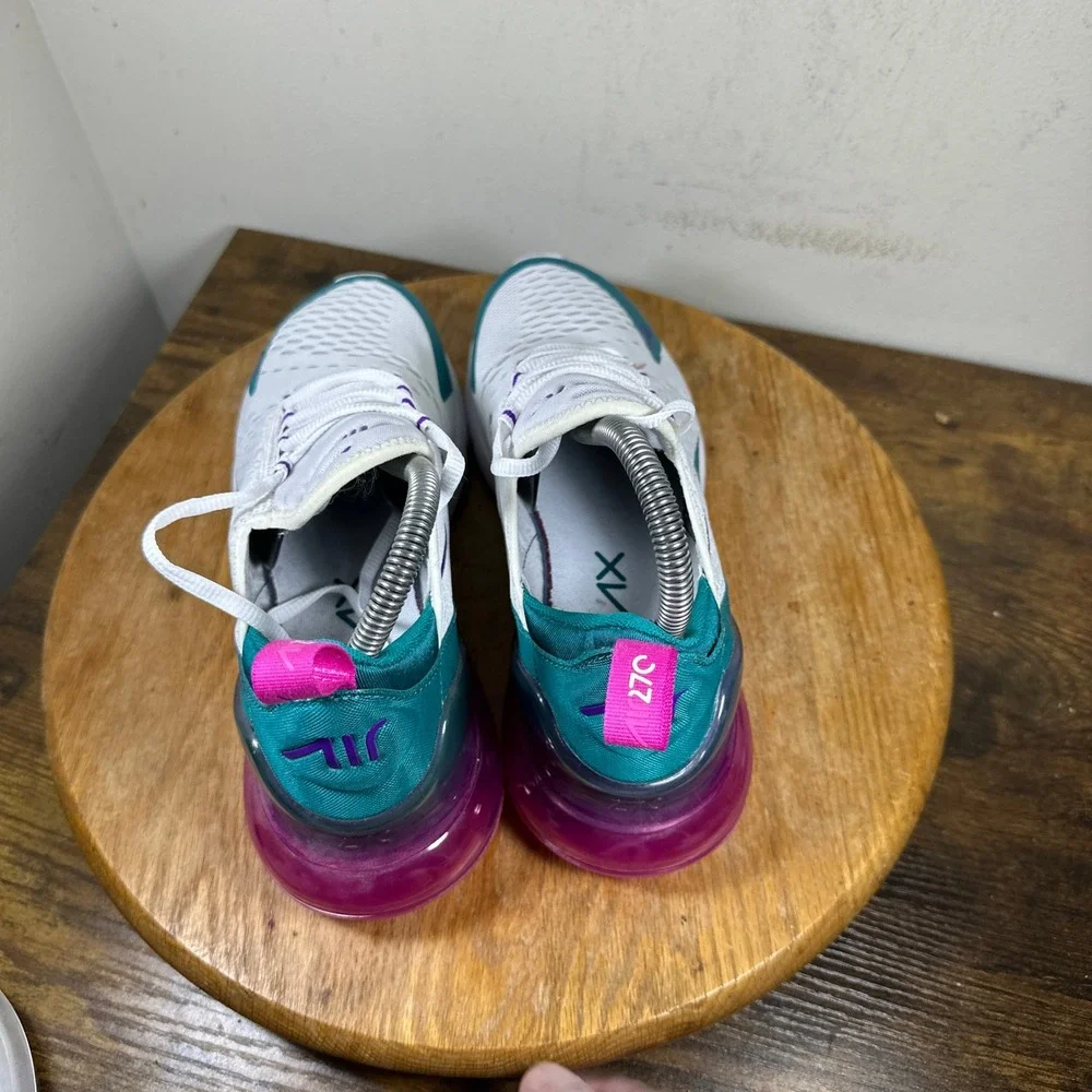 Nike Air Max 270 Womens White Teal Purple Pink Running Shoes CW7061-100 Size 8 - Picture 8 of 8